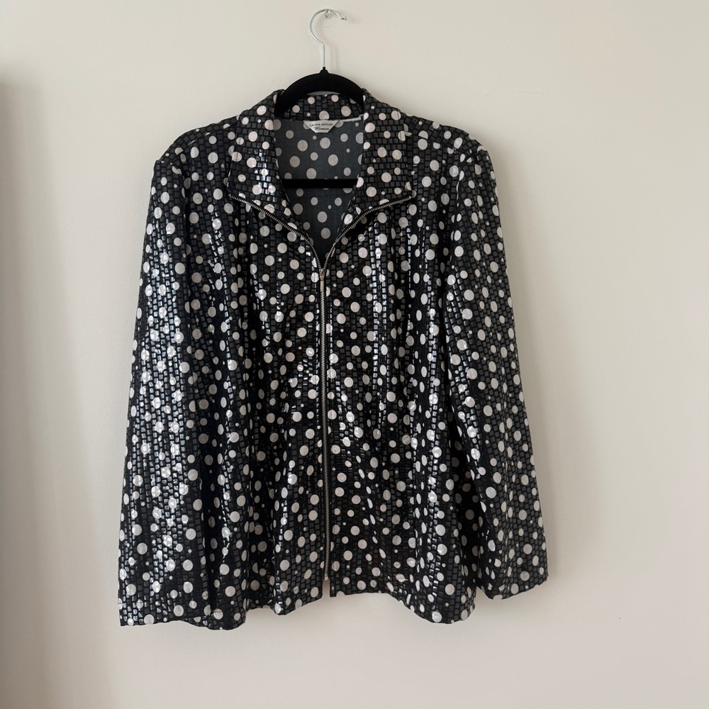 Vintage Laura Ashley Polka Dot Zip Jacket – Size M/L